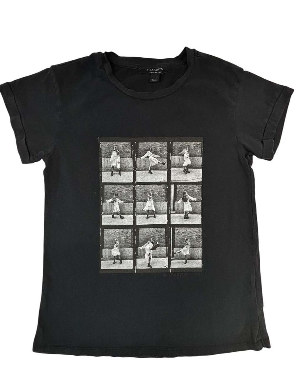AllSaints Black Graphic Photo Print T-Shirt Size US 4